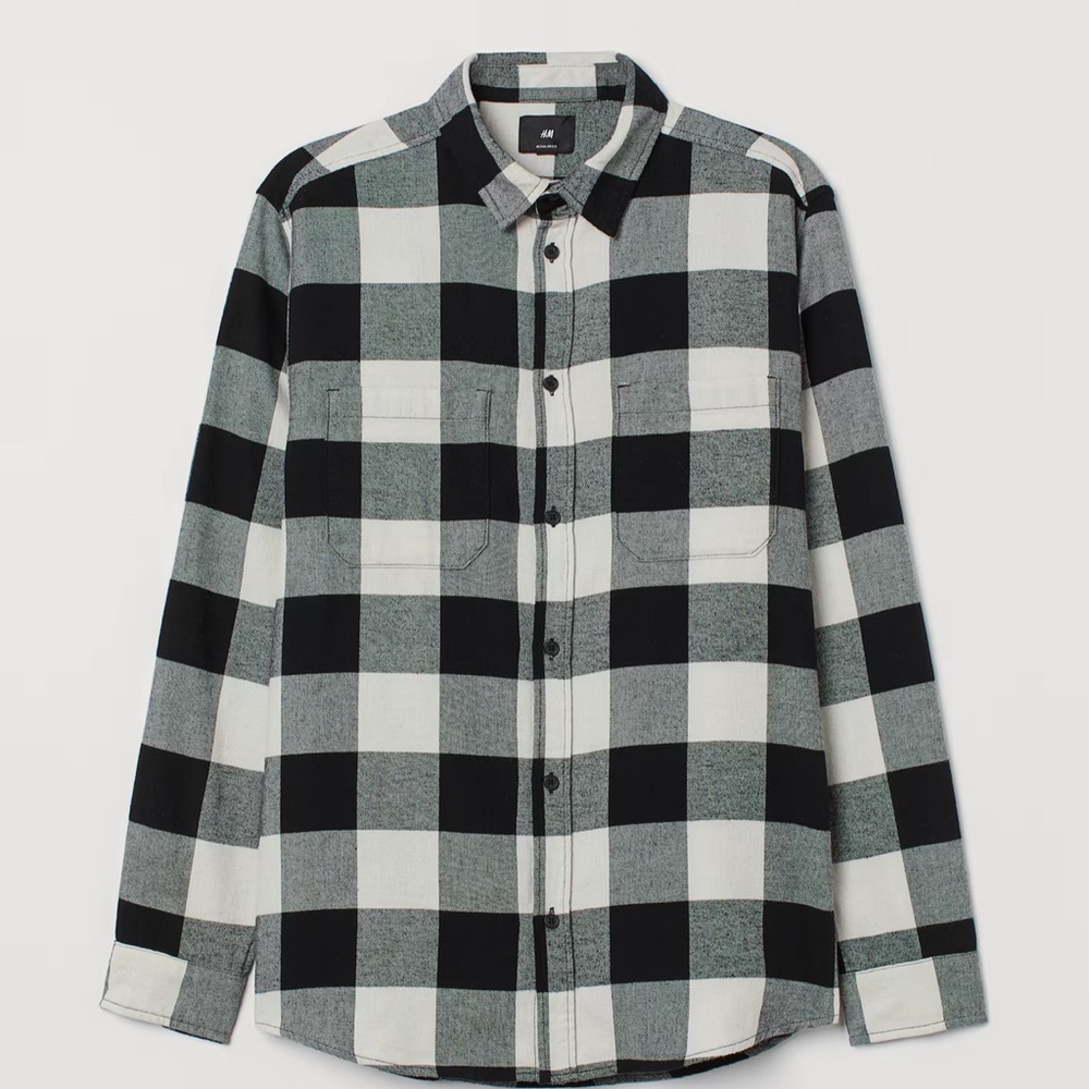 Black white and gray Mens H&M Flannel.